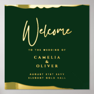 12x12 FOIL GREEN Gold Elegant Wedding Welcome Sign Foliendrucke