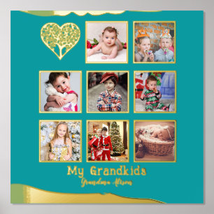 12x12 Foto Collage Echt GOLD FOIL Aquamarin Türkis Foliendrucke