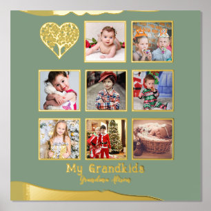 12x12 Foto Collage Gold Foil Sage Olive Green Foliendrucke