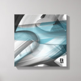 12x12" Trend Abstract Art Canvas Black White Blue Leinwanddruck