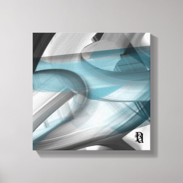 12x12" Trend Abstract Art Canvas Black White Blue Leinwanddruck (Vorderseite)
