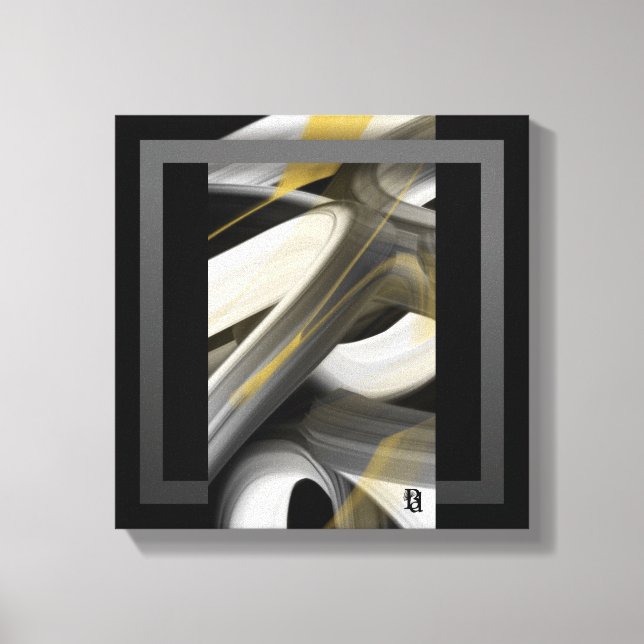 12x12" Trend Abstract Art Canvas Black White Gold Leinwanddruck (Vorderseite)