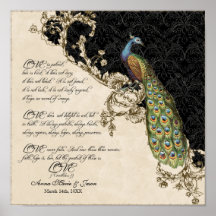 12x12 Vintag Pfau 1 - Hochzeit Personalisiert