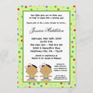 12x18 African American TWINS Baby Shower Einladung