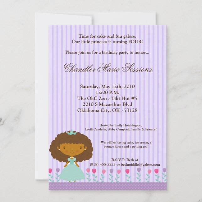 12x18 African Princess Gir Birthday Party Einladun Einladung (Vorderseite)