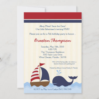 12x18 Ahoy Nautical Whale Boat Geburtstag Einladun Einladung