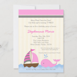 12x18 AhoyNautical Whale Boat Geburtstag Einladung