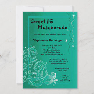 12x18 Aqua Masquerade Sweet 16 Geburtstag Einladun Einladung