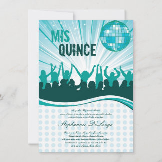 12x18 Aquamarin Dance Party Quinceanera Einladung