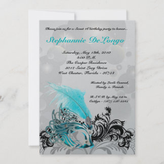 12x18 Aquamarin Masquerade Sweet 16 Geburtstag Ein Einladung