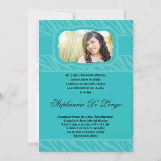 12x18 Aquamarin Zebra Print Patter Quinceanera Ein Einladung