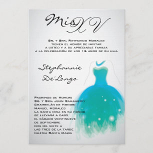 12x18 aquamarine KleidQuinceanera Einladung