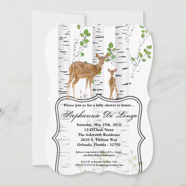 12x18 Baby Shower Einladung Deer Doe Buck Woodland (Vorderseite)