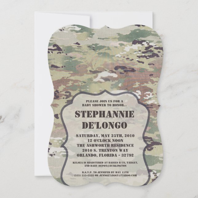 12x18 Baby Shower Invasionstruppe OCP Camouflage U Einladung (Vorderseite)