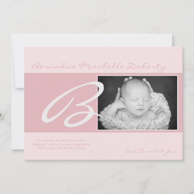 12x18 BabyGirl Pink Ankündigung zum Geburtsdatum d (Vorderseite)