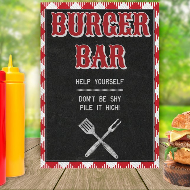12x18 Backyard GRILLEN Birthday Burger Bar Table S Poster (Von Creator hochgeladen)