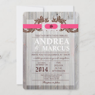 12x18 Barn Wood Diamond Ribbon Hochzeit Einladung
