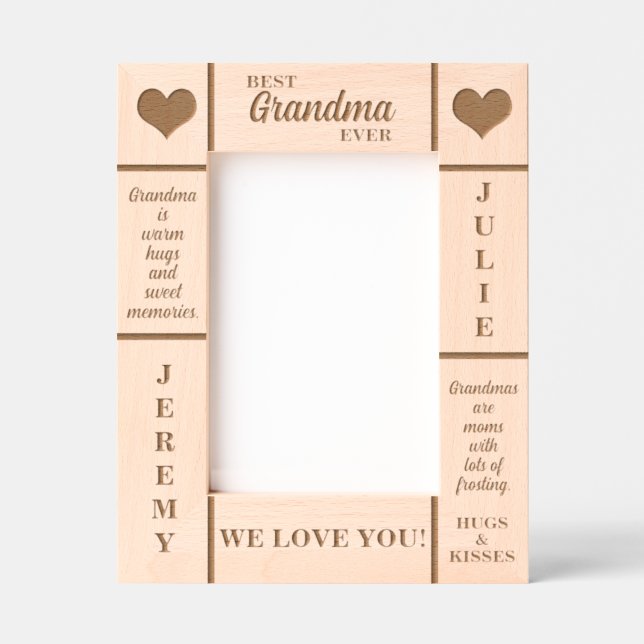12x18 BEST Oma je Großkinder Namen Etched Frame Geätzte Rahmen (Vorderseite)