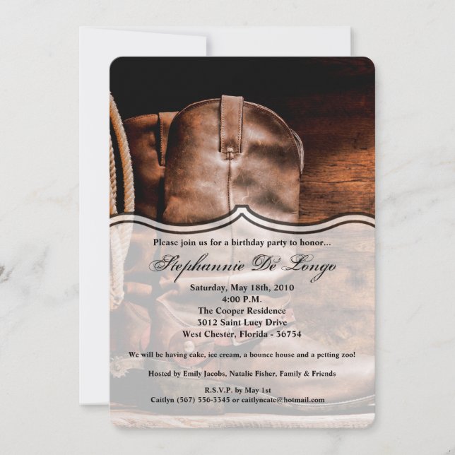 12x18 Birthday Einladung Cowboy Boots Barn Wood Ru (Vorderseite)