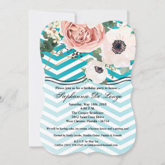 12x18 Birthday Einladung Geometrische Rose Zickzac