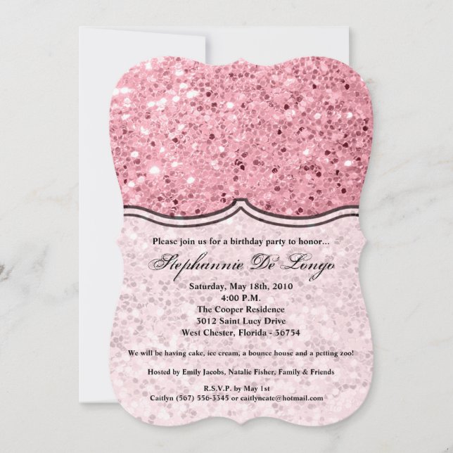 12x18 Birthday Einladung Rose Gold Glitzer (Vorderseite)