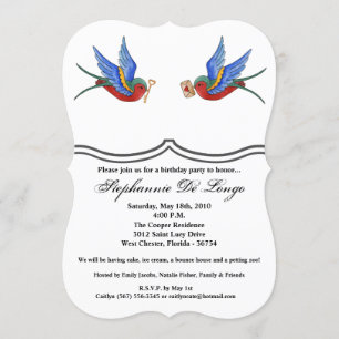 12x18 Birthday Einladung Traditioneller Bird Tatto