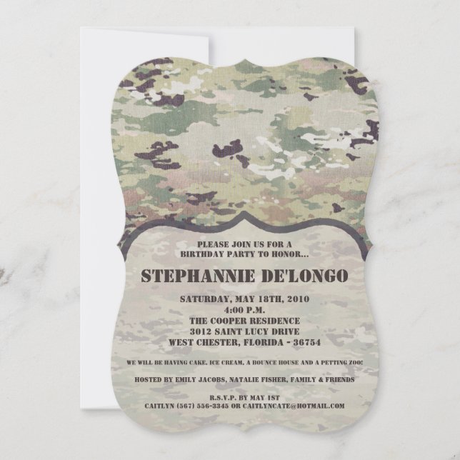 12x18 Birthday Invasionarmee OCP Camouflage Einhei Einladung (Vorderseite)