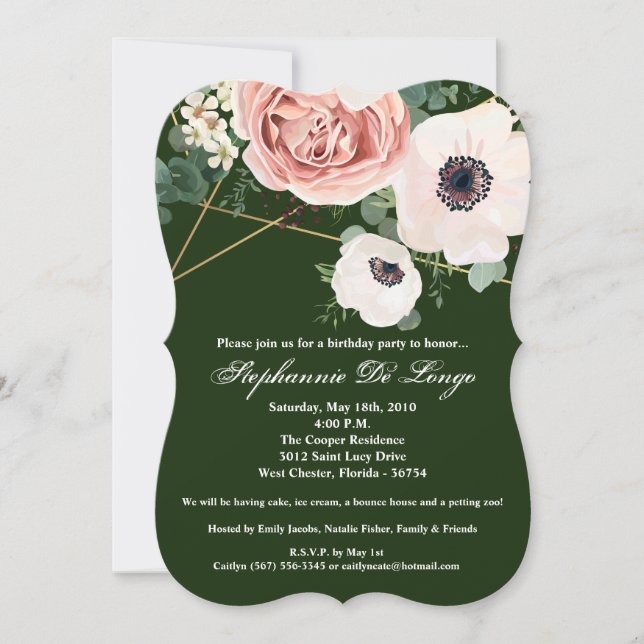 12x18 Birthday Invitation Geometric Garden Hunter Einladung (Vorderseite)