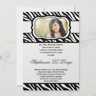12x18 Blac Zebra Print Patter Quinceanera Einladun Einladung