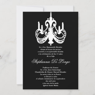 12x18 Black Chandelier Quinceanera Party Einladung