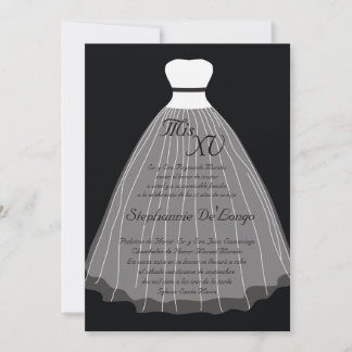12x18 Black Dress Quinceanera Birthday Einladung