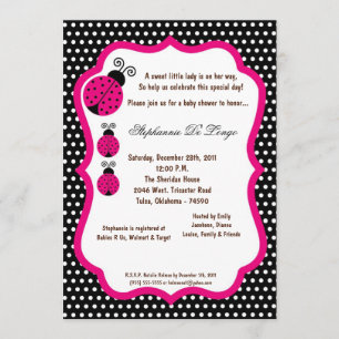 12x18 Black Lady Bug Babydusche Einladung