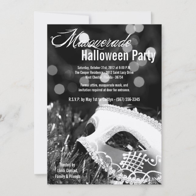 12x18 Black Masquerade Halloween Kostümeinladung Einladung (Vorderseite)