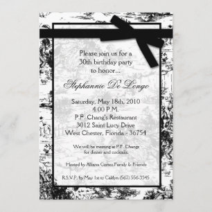 12x18 Black Toile Fabric Geburtstagsparty Einladun Einladung