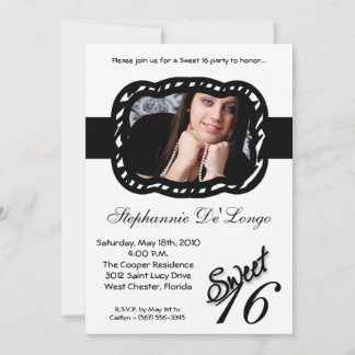 12x18 Black Whit Band FOTO Sweet 16 Birthday Einla Einladung