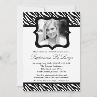 12x18 Black Zebra FOTO Sweet 16 Geburtstag Einladu Einladung