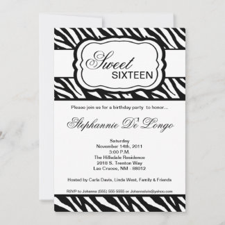 12x18 Black Zebra Print Geburtstagsparty Einladung
