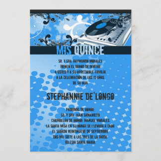 12x18 blaue DJ-Turntable Quinceanera Einladung