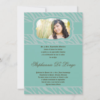 12x18 Blu Zebra Print Quinceanera Einladung
