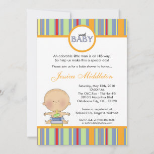 12x18 Blue Caucasian Baby Boy Baby Shower Einladun Einladung