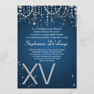 12x18 Blue Diamond Quinceanera zum Geburtstag Einl Einladung
