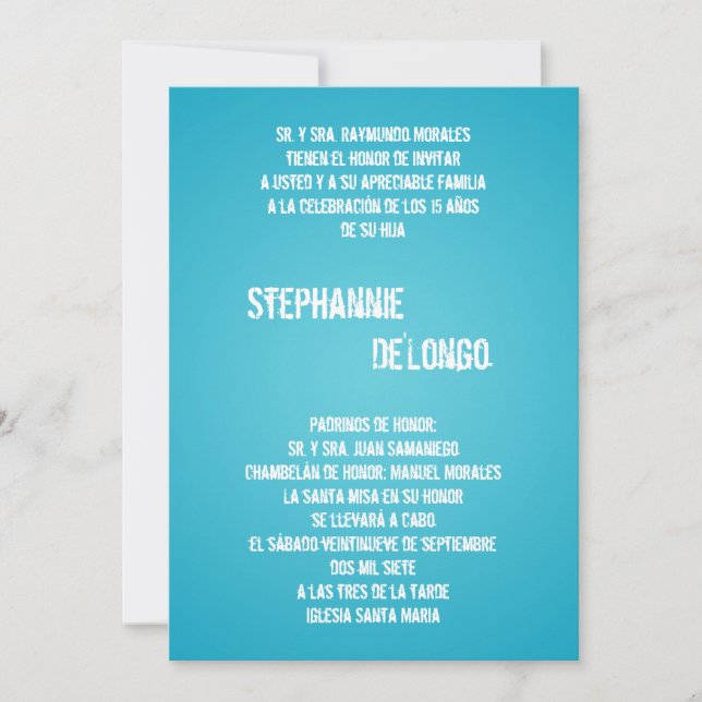 12x18 Blue DJ Spin Turntable Quinceanera Einladung (Vorderseite)