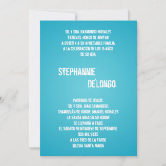 12x18 Blue DJ Spin Turntable Quinceanera Einladung