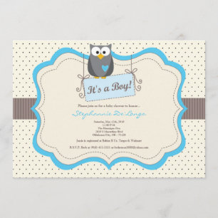 12x18 Blue Hoot Owl Woodland Babydusche Einladung