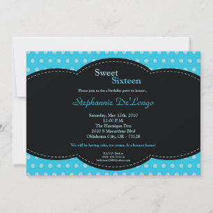 12x18 Blue Punkt Sweet 16 Geburtstag Einladung