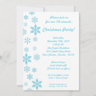 12x18 Blue Snowflakes Party Einladung