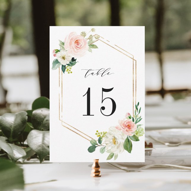 12x18 Blush White Bloom Floral Hochzeit Tischnumme Einladung (Von Creator hochgeladen)