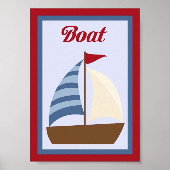 12x18 Boot Nautic Wall Art Poster (Vorne)