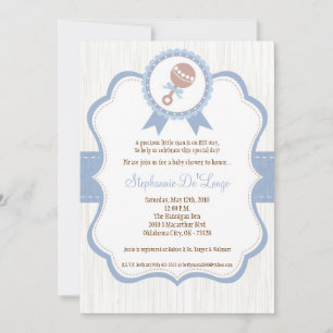 12x18 Boy Blue Baby Rattle Baby Shower Einladung