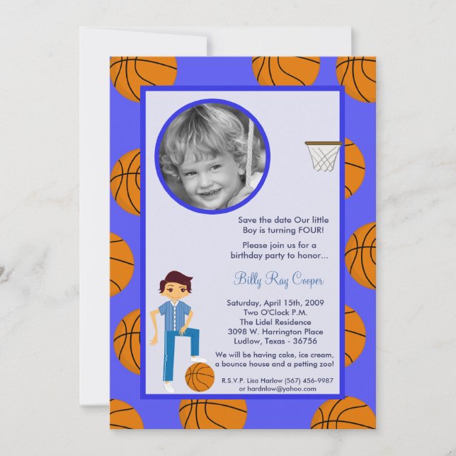 12x18 Boy Sports Basket Balll Baby Dusche Einladun Save The Date (Vorderseite)